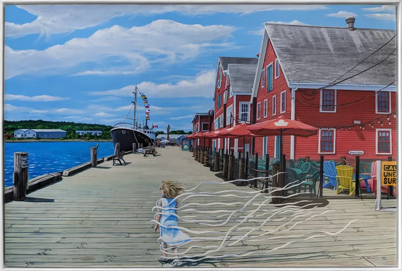 Lunenburg Boardwalk, 2023, acrylic on wood panel by Todd Lawson
