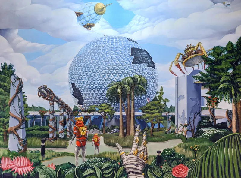 One Hand In The Future, 2020, acrylic on wood panel by Todd Lawson