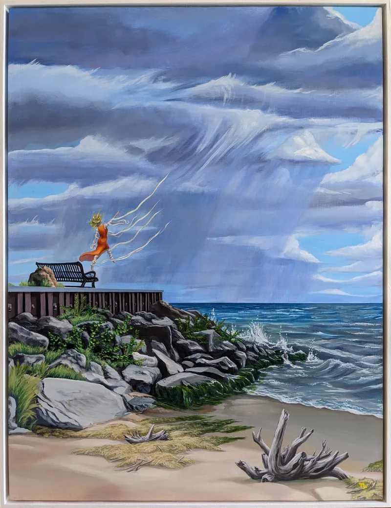 Rock Beach, 2024, acrylic on wood panel by Todd Lawson