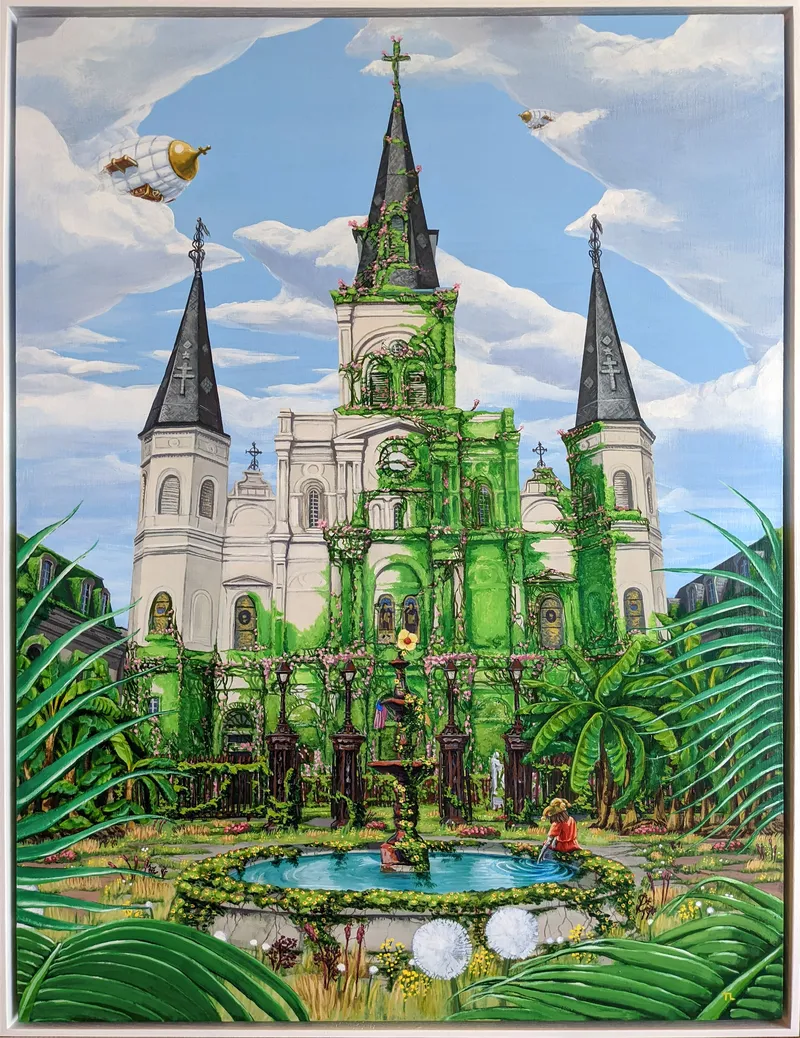 Saint Louis Cathedral, 2021, acrylic on wood panel by Todd Lawson