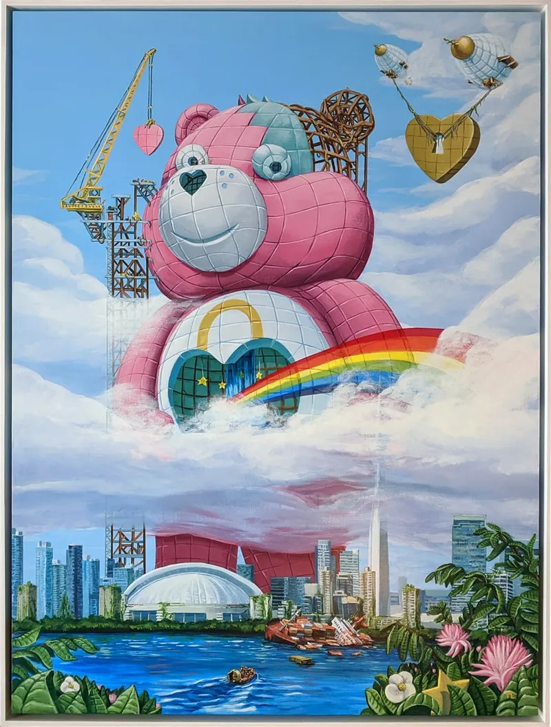 Secret Bear Idol, 2020, acrylic on wood panel by Todd Lawson