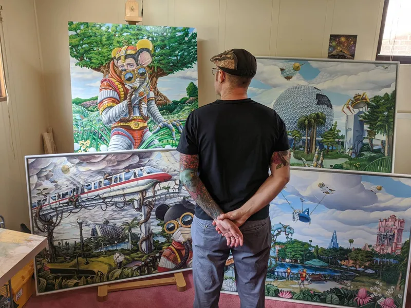 Todd in the studio with recent work