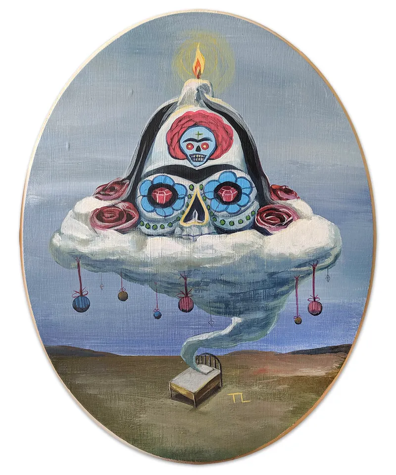 Frida Skull, painting by Todd Lawson