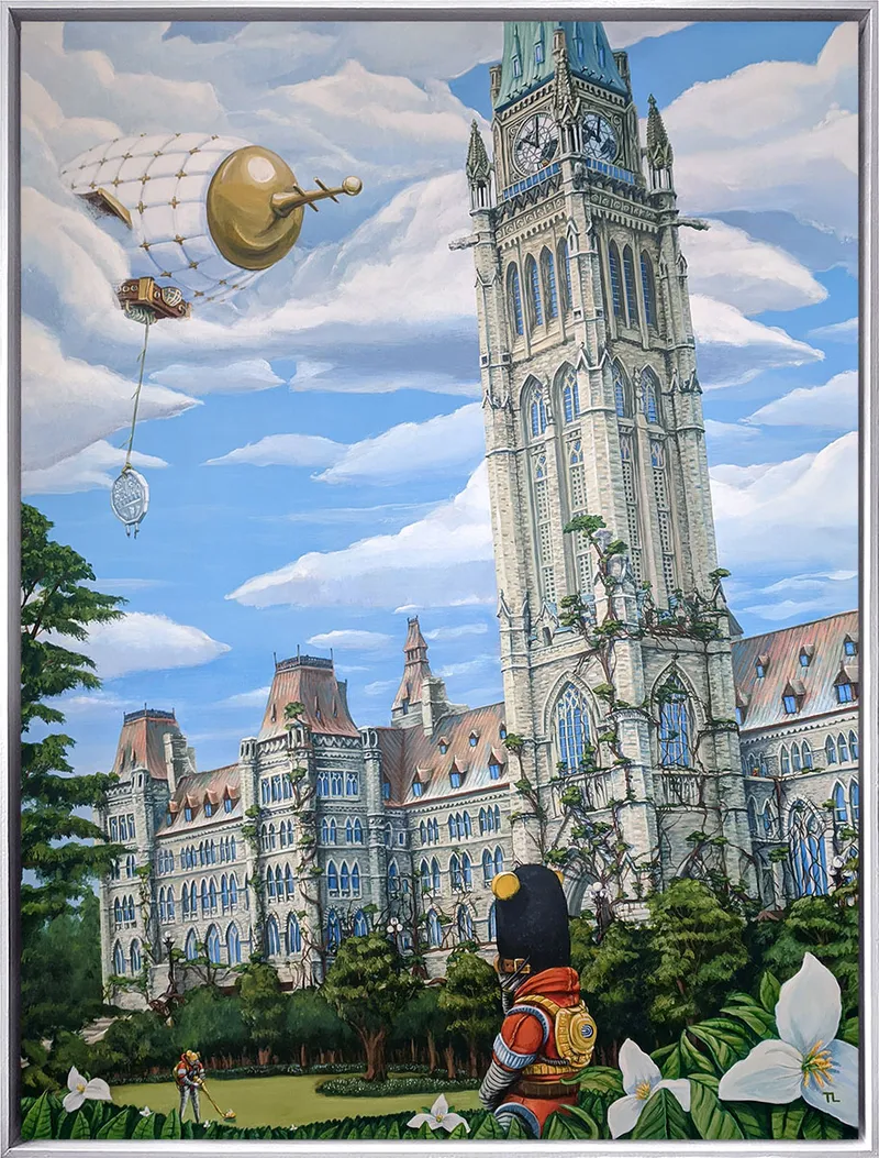 Visitors Climb Parliament Hill, painting by Todd Lawson