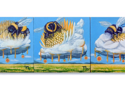 PAINTING: Bee Clouds 1, 2, 3