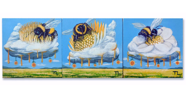 PAINTING: Bee Clouds 1, 2, 3